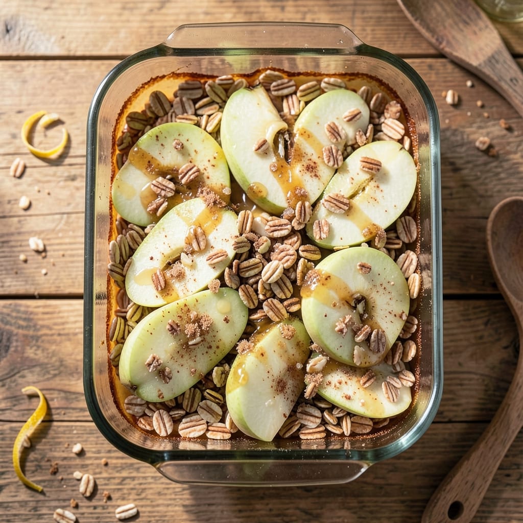 Amish Apple Goodie Recipe: Spiced Oat Streusel Hugs Warm Fruit