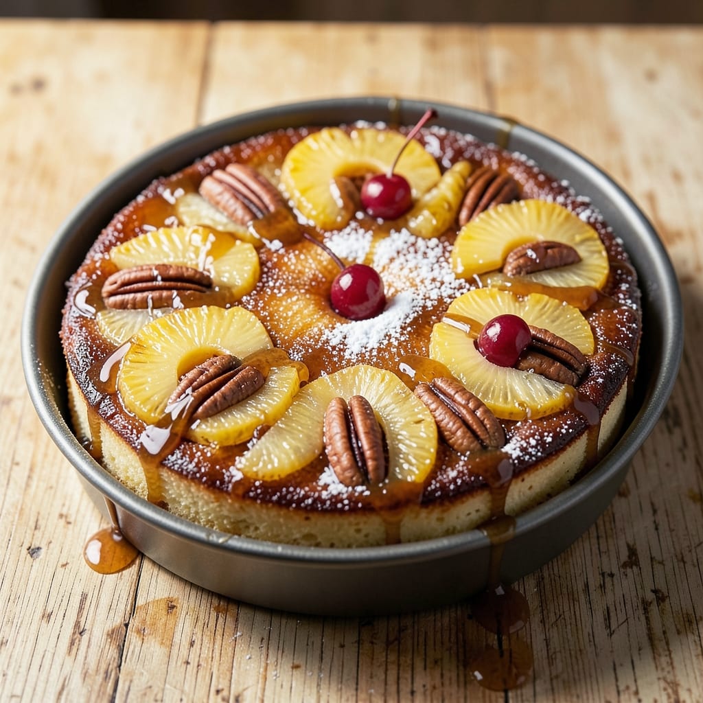 5-Star Pineapple Upside Down Cake Recipe: Golden Caramelized Crown Over Juicy Fruit