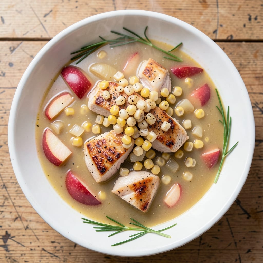 Apple Corn Chicken Soup Recipe: Smoky Sweetness With Crunchy Corn and Shredded Chicken
