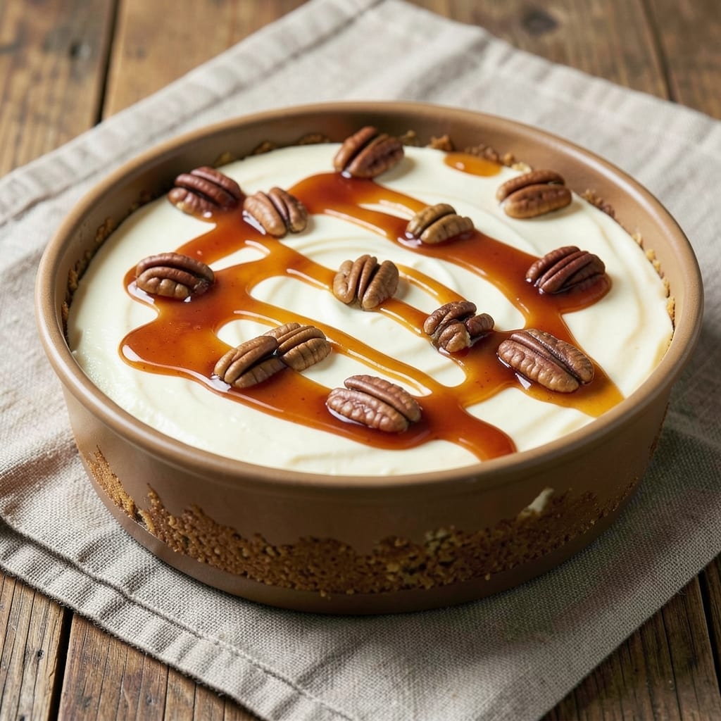 Apple Caramel Pecan Cheesecake Recipe: Crunchy Topping Meets Gooey Apple Filling