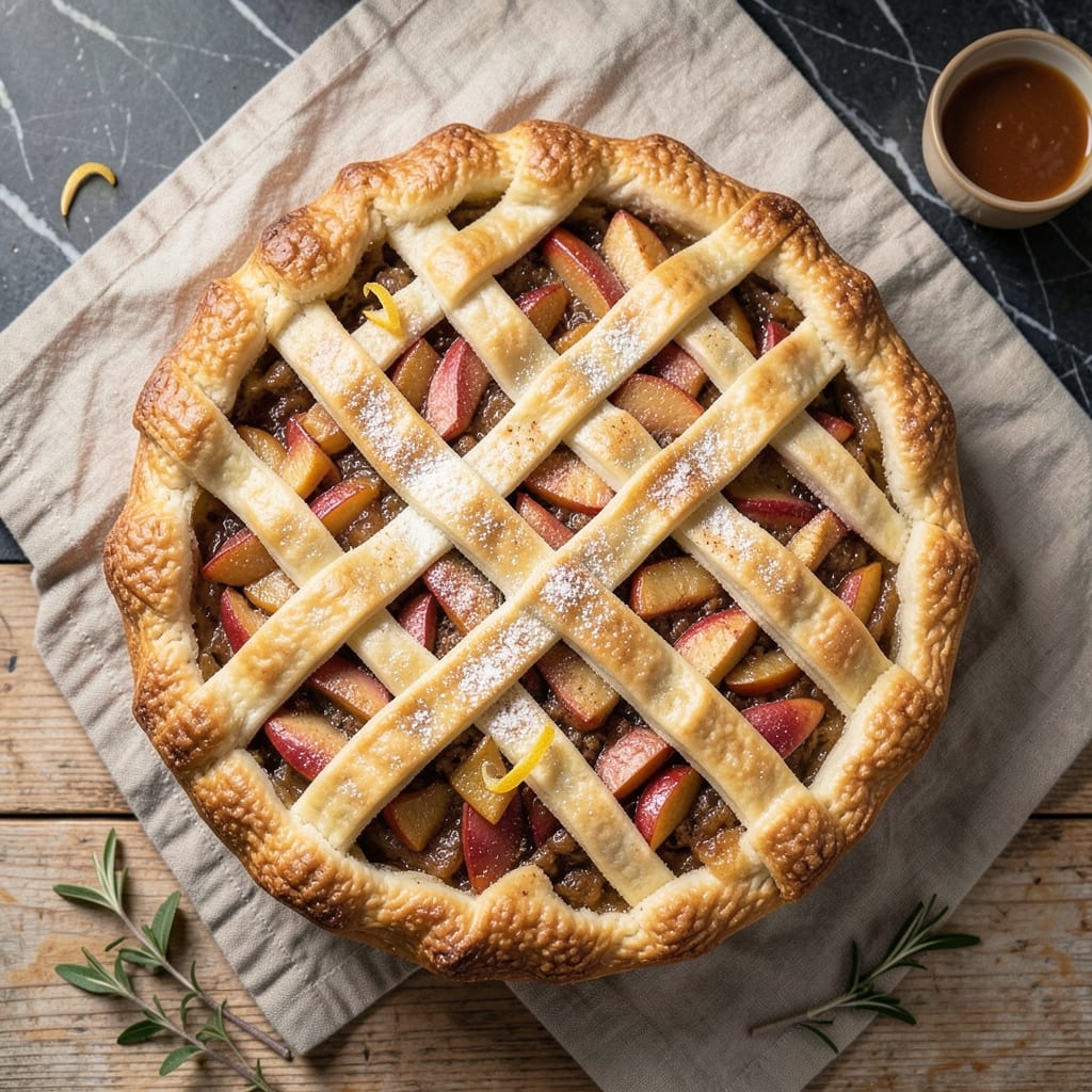 Apple Cinnamon Kringle Pie Recipe: Flaky Lattice Crust Over Warm Spiced Apple Filling