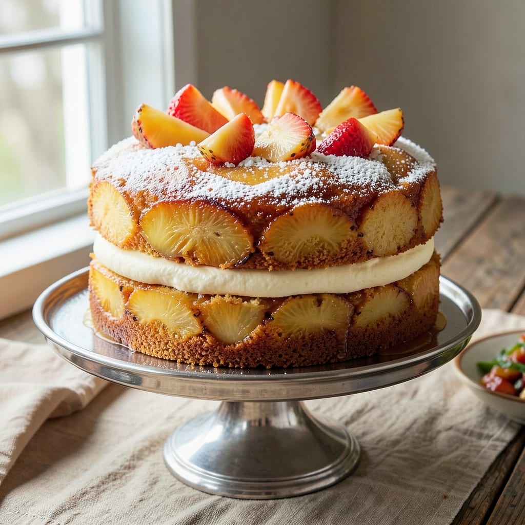 2 Layer Pineapple Upside Down Cake Recipe: Caramelized Top and Juicy Pineapple Layers
