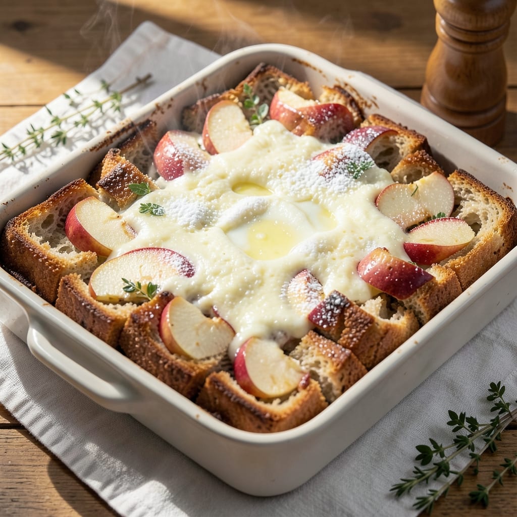 Apple Bread and Butter Pudding Recipe: Warm Spiced Layers with Buttery Streusel Crown