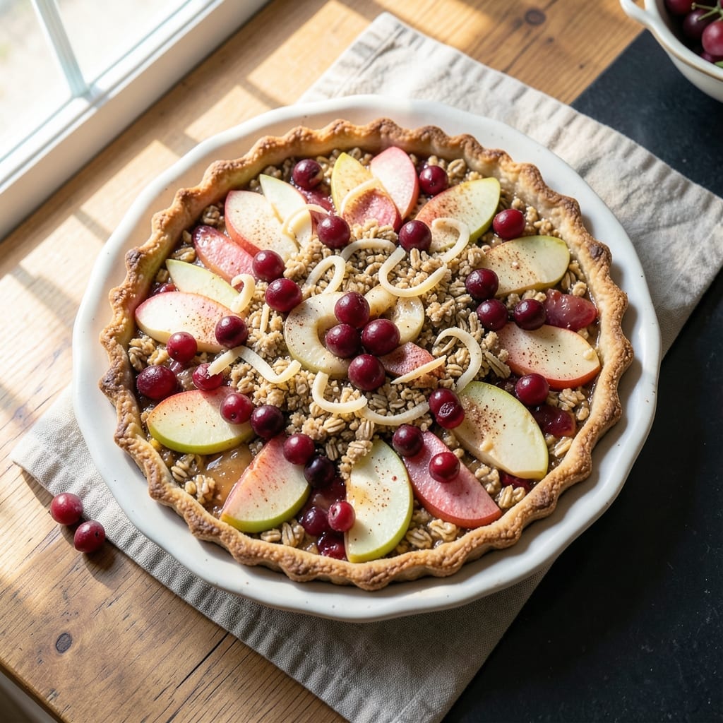 Apple Cranberry Oatmeal Tart Recipe: Rustic Streusel Hugs Spiced Fruit Layers