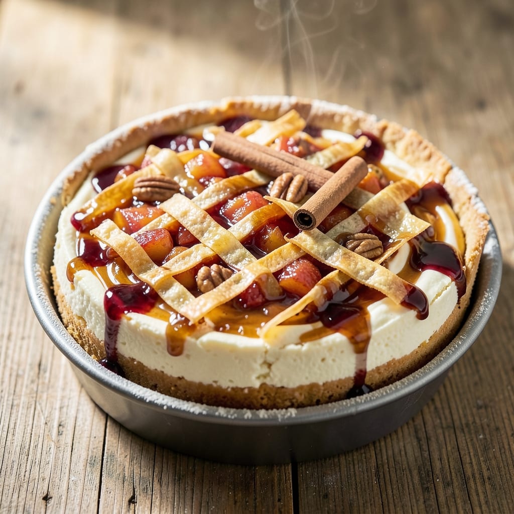 Apple Brandy Cheesecake Recipe: Boozy Caramel Swirl With Crispy Topping