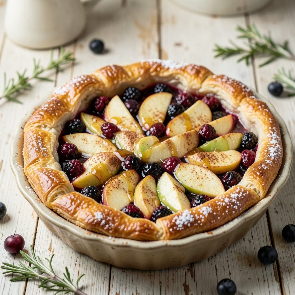 Apple and Blackberry Puff Pastry Pie Recipe: Juicy Fruit Layers Under Golden Crust
