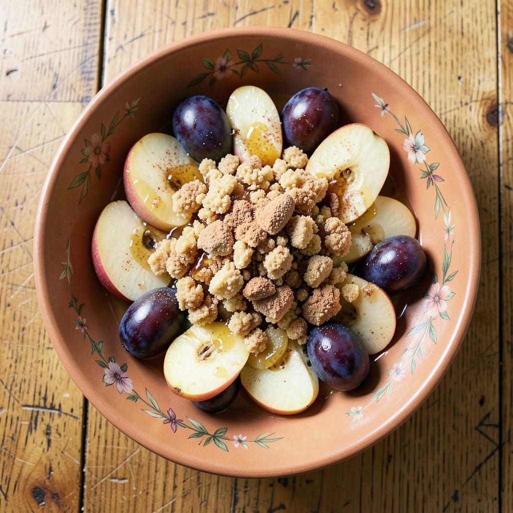 Apple and Plum Recipe: Spiced Fruit Bake With Buttery Streusel Crown